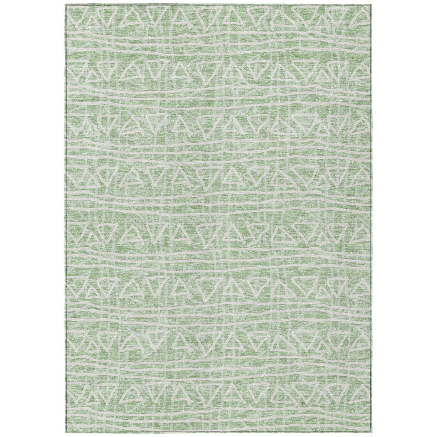 8' X 10' Mint Green Artichoke Green And Ivory Geometric Washable Indoor Outdoor Area Rug