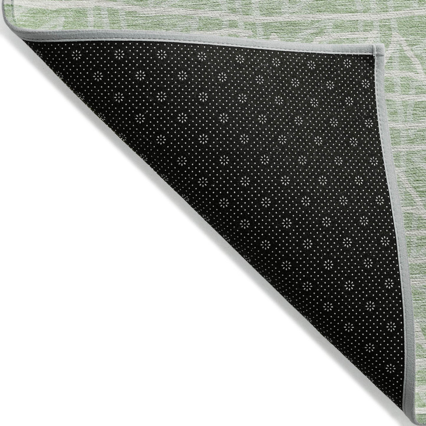 8' X 10' Mint Green Artichoke Green And Ivory Geometric Washable Indoor Outdoor Area Rug