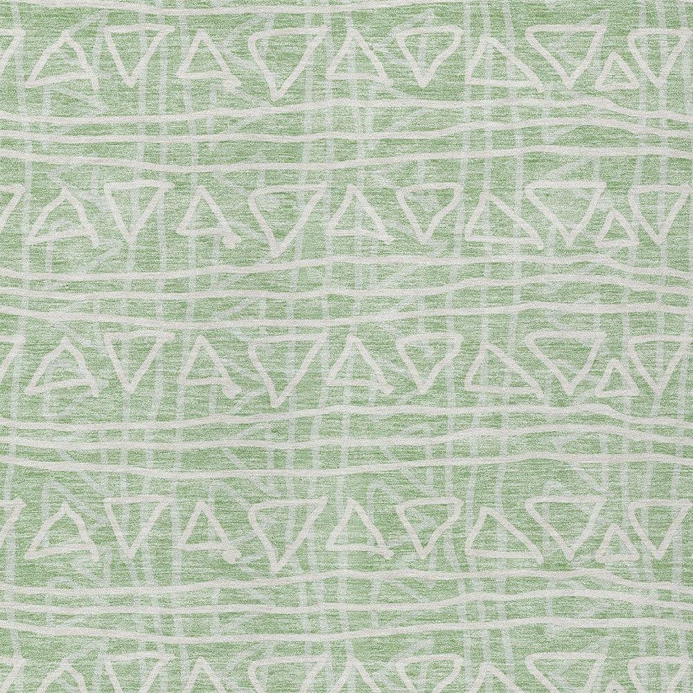 8' X 10' Mint Green Artichoke Green And Ivory Geometric Washable Indoor Outdoor Area Rug